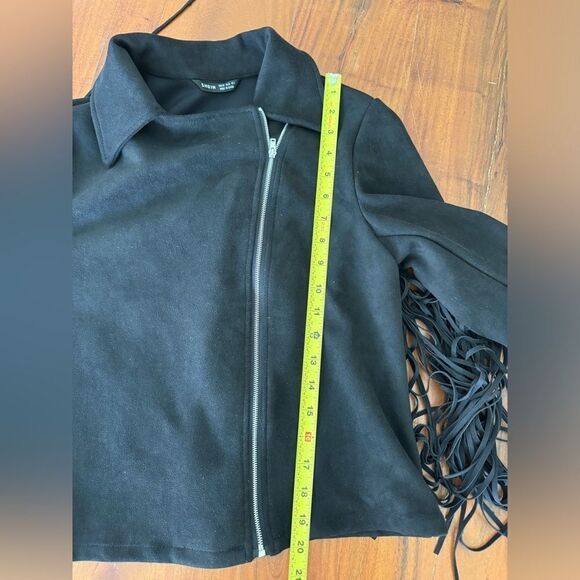 SHEIN Zip Up Fringe Trim Jacket sz 2 XS - Picture 15 of 15